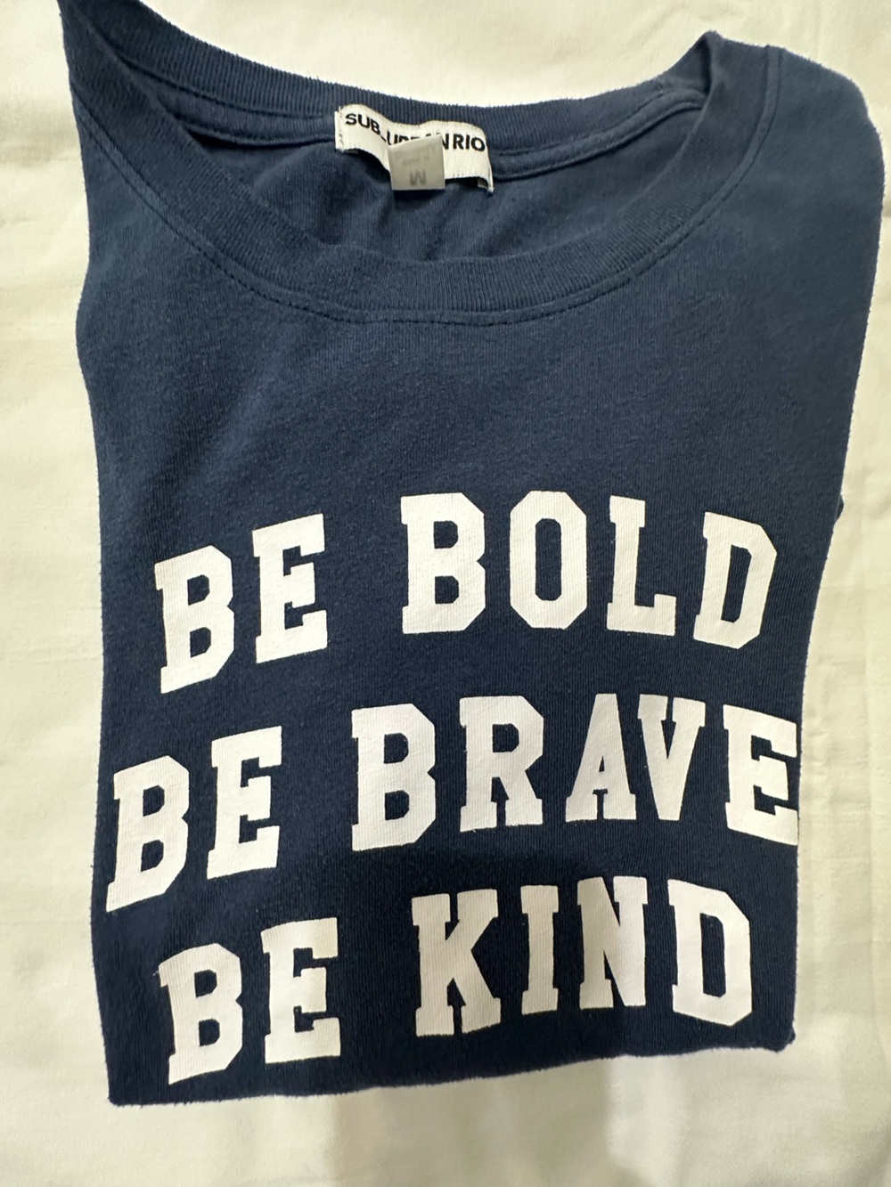 Sub_Urban Riot Navy Blue Kids Tee with White Text - "Be Bold Be Brave Be Kind"